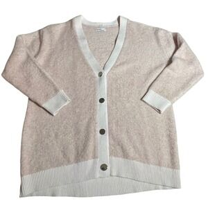 Sonoma Goods For Life‎ Pink White Bouclé V-Neck Cardigan Sweater